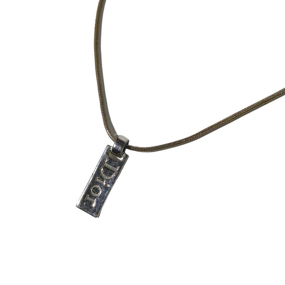 Dior Silver Pendant Logo Necklace